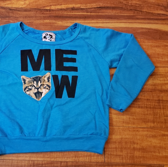 Riot Society LRG MEOW blue cat long-sleeved sweatshirt made in LA - Picture 7 of 7
